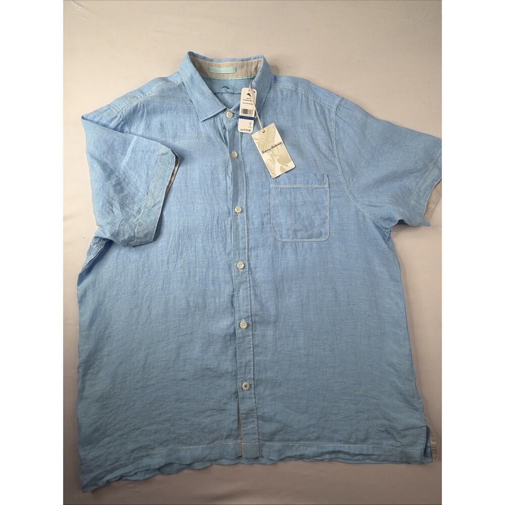 Tommy Bahama Paradise Breezer Linen Shirt Glass Bead Blue Long Sleeve XL